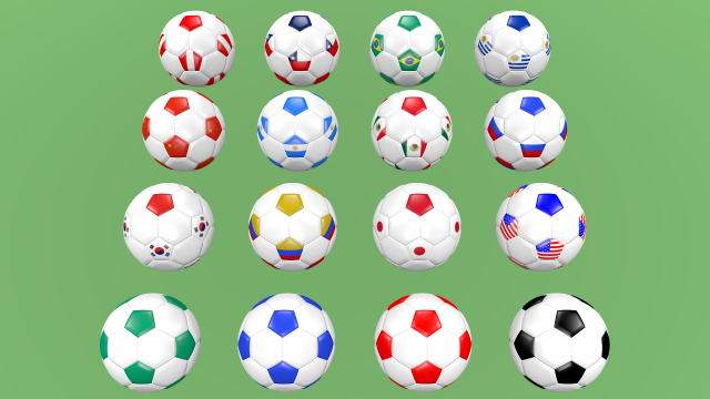 soccer football balls flags of the world except europe Modelo 3D .c4d .max .obj .3ds .fbx .stl .blend 