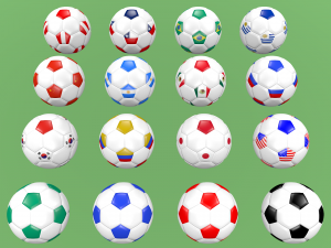 soccer football balls flags of the world except europe 3D Model