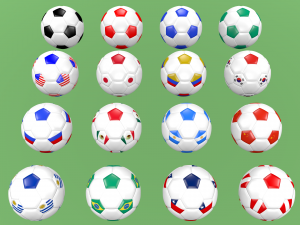soccer football balls flags of the world except europe Modelo 3D