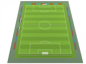 football soccer field markup gates shelters for the bench chairs billboard Modelo 3D