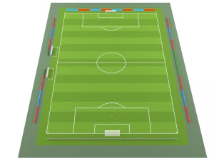 Football terrain de football balisage portes abris pour le banc chaises panneau d'affichage Modèle 3D