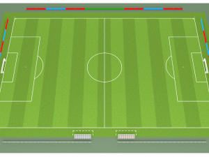 football soccer field markup gates shelters for the bench chairs billboard Modelo 3D