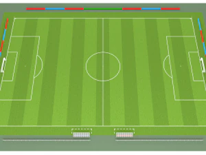 Football terrain de football balisage portes abris pour le banc chaises panneau d'affichage Modèle 3D