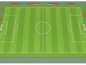 Football terrain de football balisage portes abris pour le banc chaises panneau d'affichage Modèle 3D