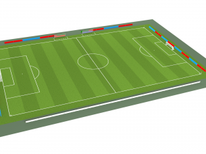 football soccer field markup gates shelters for the bench chairs billboard Modelo 3D