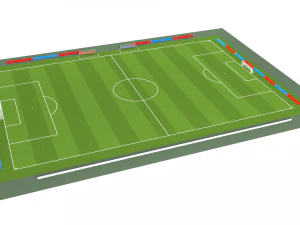 Football terrain de football balisage portes abris pour le banc chaises panneau d'affichage Modèle 3D