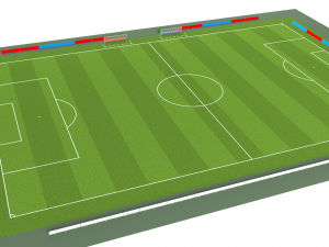 football soccer field markup gates shelters for the bench chairs billboard Modelo 3D