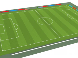 Football terrain de football balisage portes abris pour le banc chaises panneau d'affichage Modèle 3D