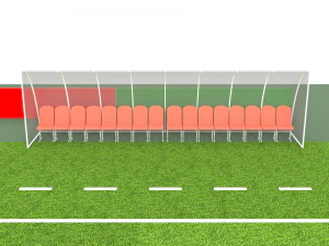 Football terrain de football balisage portes abris pour le banc chaises panneau d'affichage Modèle 3D