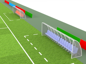 football soccer field markup gates shelters for the bench chairs billboard Modelo 3D