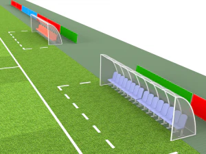 Football terrain de football balisage portes abris pour le banc chaises panneau d'affichage Modèle 3D