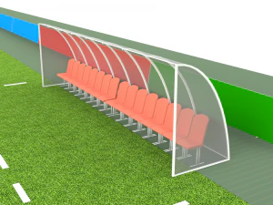 Football terrain de football balisage portes abris pour le banc chaises panneau d'affichage Modèle 3D