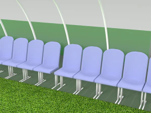 Football terrain de football balisage portes abris pour le banc chaises panneau d'affichage Modèle 3D