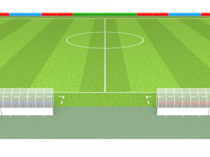 Football terrain de football balisage portes abris pour le banc chaises panneau d'affichage Modèle 3D