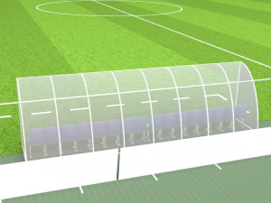 Football terrain de football balisage portes abris pour le banc chaises panneau d'affichage Modèle 3D
