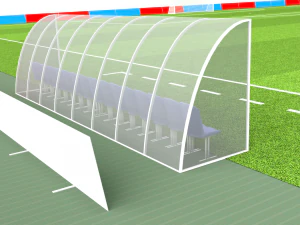 Football terrain de football balisage portes abris pour le banc chaises panneau d'affichage Modèle 3D