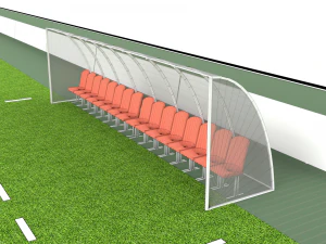 Football terrain de football balisage portes abris pour le banc chaises panneau d'affichage Modèle 3D