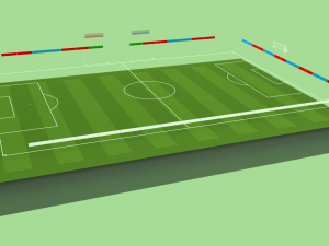 football soccer field markup gates shelters for the bench chairs billboard Modelo 3D