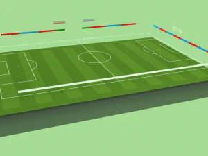 Football terrain de football balisage portes abris pour le banc chaises panneau d'affichage Modèle 3D