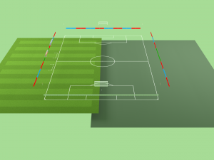 football soccer field markup gates shelters for the bench chairs billboard Modelo 3D