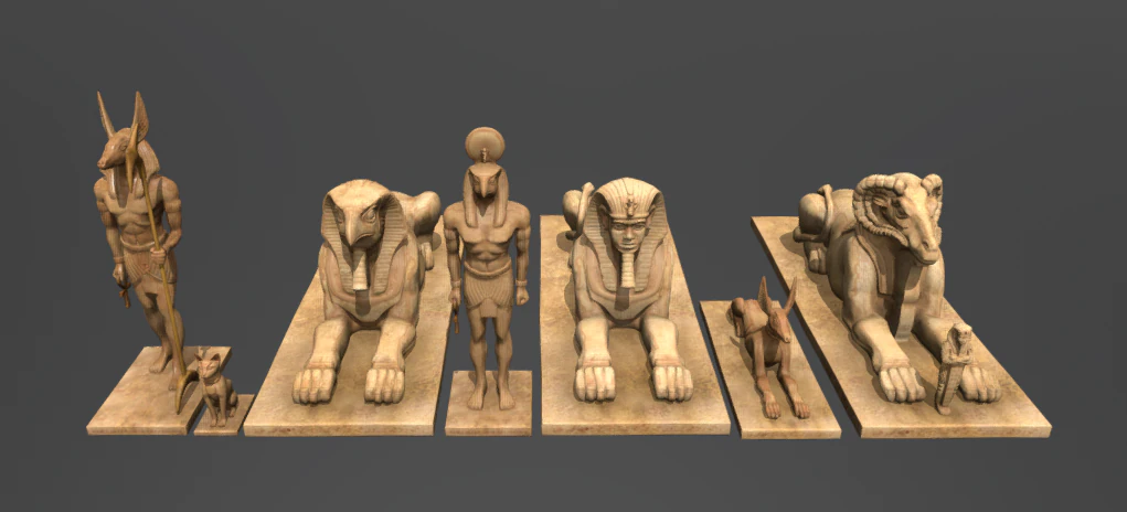 이집트 조각상 3D 모델 .c4d .max .obj .3ds .fbx .stl .blend 