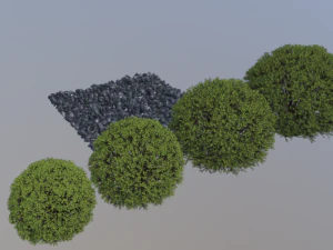 झाड़ियाँ और पत्थर 3D मॉडल