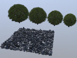 bushes and stones 3D Model