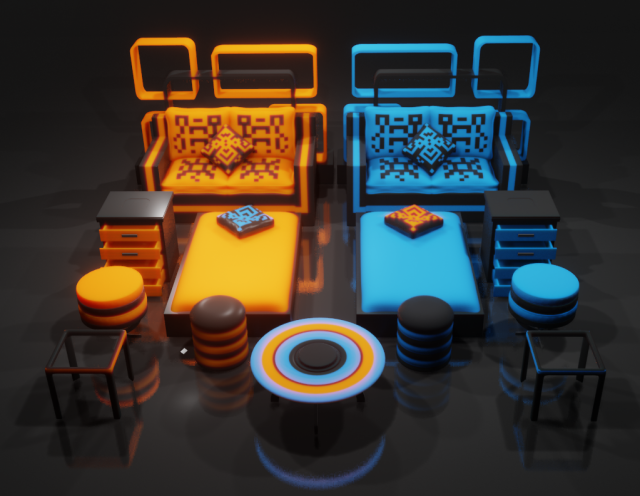 furniture set 3D Модель .c4d .max .obj .3ds .fbx .stl .blend 