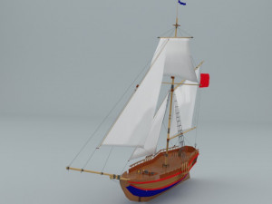small sailing vessel gold star 3D Model