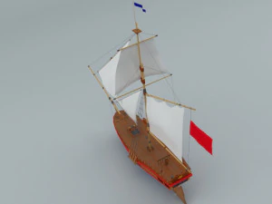small sailing vessel gold star 3D Model