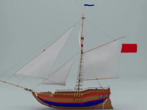 small sailing vessel gold star 3D Model