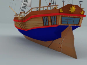 small sailing vessel gold star 3D Model