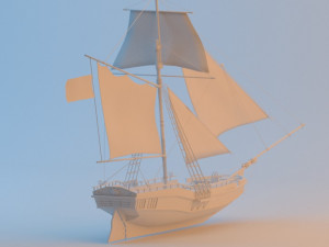 small sailing vessel gold star 3D-Modell