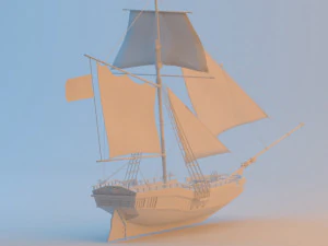 small sailing vessel gold star 3D Model