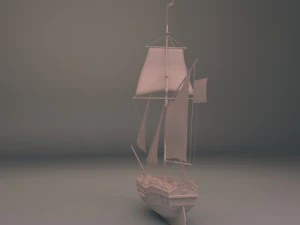 small sailing vessel gold star 3D Model