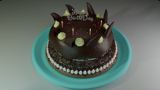 birthday cake chocolate and gems Modelo 3D .c4d .max .obj .3ds .fbx .stl .blend 