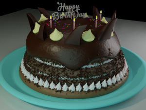 birthday cake chocolate and gems Modelo 3D