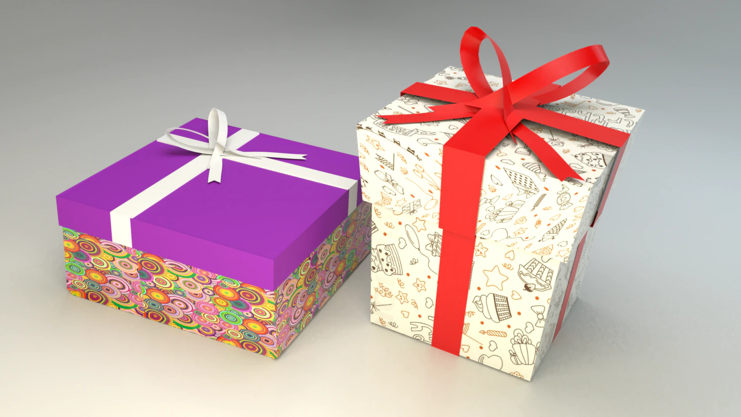 low poly gift boxes of both cubical and rectangular cuboid form for party decorations 3D Model .c4d .max .obj .3ds .fbx .stl .blend 