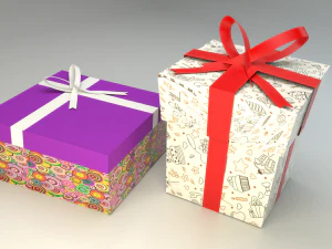 cajas de regalo de baja poli de forma c&uacute;bica y rectangular para decoraciones de fiestas Modelo 3D