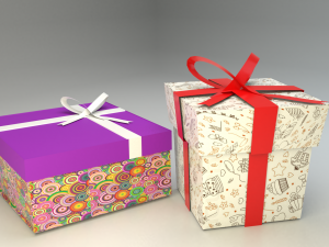 low poly gift boxes of both cubical and rectangular cuboid form for party decorations Modelo 3D