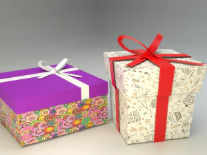 low poly gift boxes of both cubical and rectangular cuboid form for party decorations 3D Model