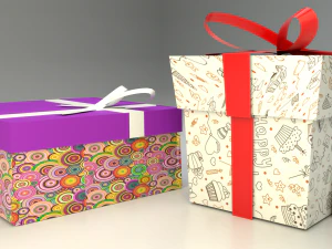 low poly gift boxes of both cubical and rectangular cuboid form for party decorations 3D Model
