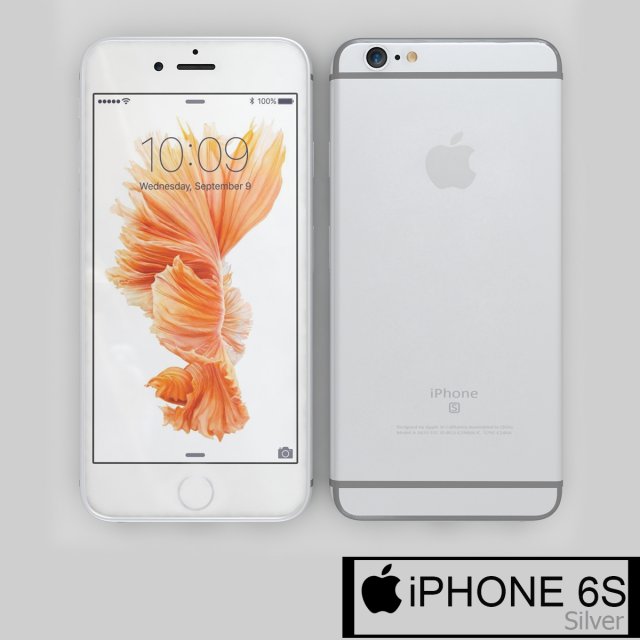 apple iphone 6s silver 3D 모델 .c4d .max .obj .3ds .fbx .stl .blend 