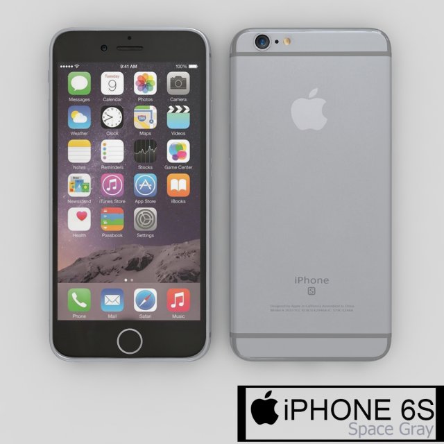apple iphone 6s space gray 3D Model .c4d .max .obj .3ds .fbx .stl .blend 