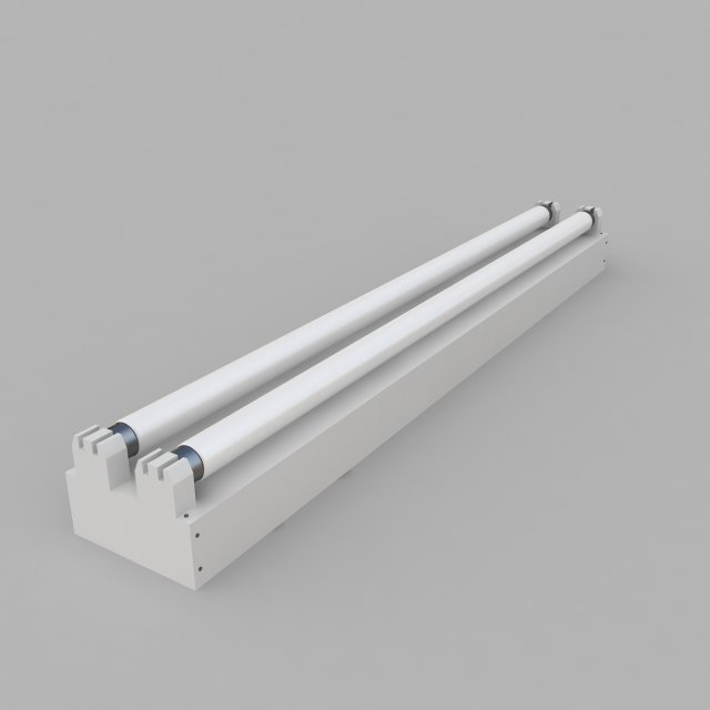 dual strip fluorescent fixture 3D Модель .c4d .max .obj .3ds .fbx .stl .blend 