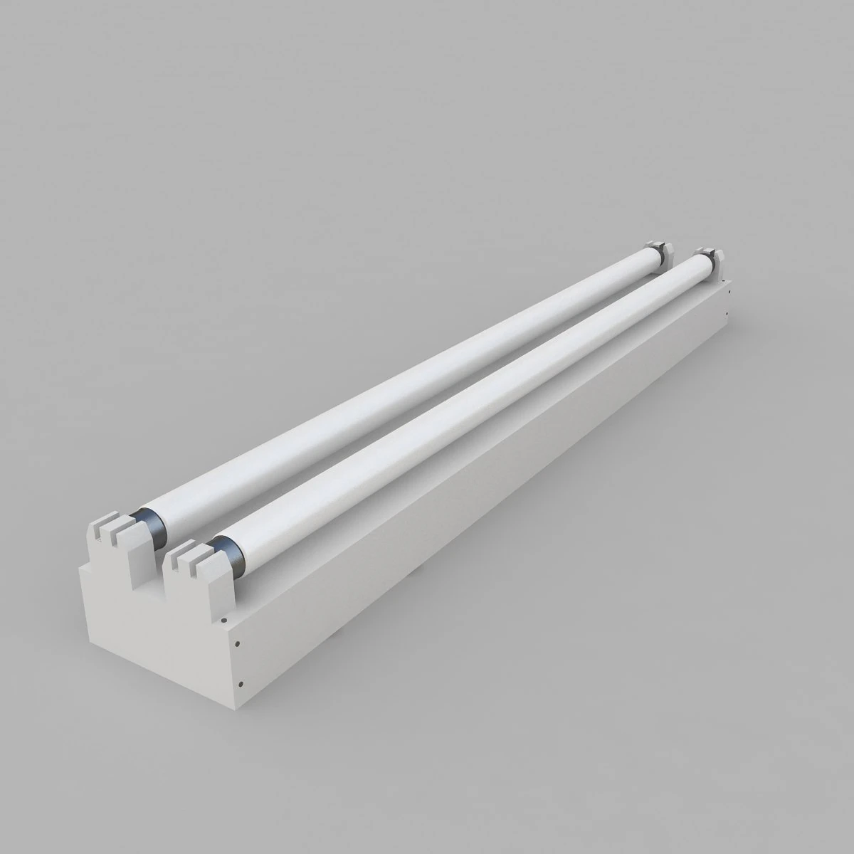 dual strip fluorescent fixture 3D Model .c4d .max .obj .3ds .fbx .stl .blend