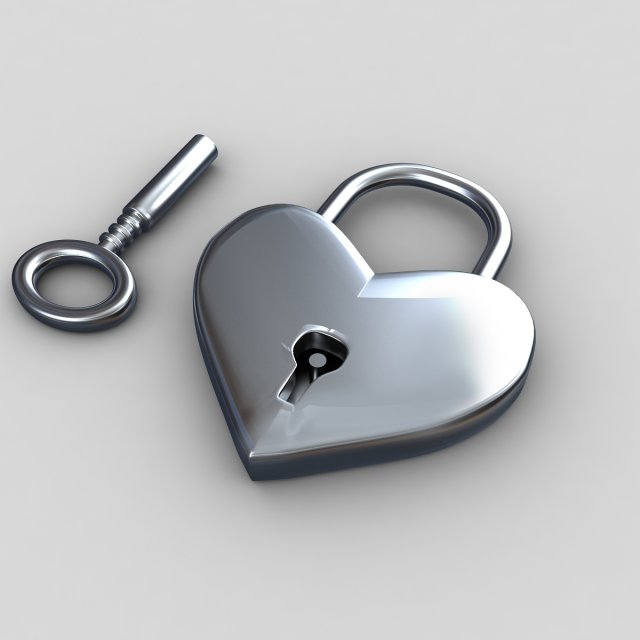 heart lock 3D Model .c4d .max .obj .3ds .fbx .stl .blend 