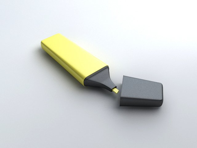 highlighter pen 3Dモデル .c4d .max .obj .3ds .fbx .stl .blend 