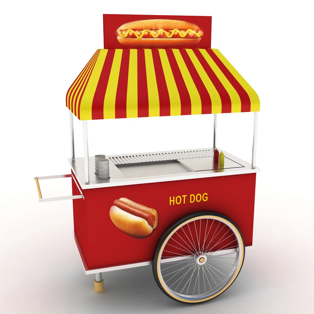 hot dog cart 3D Model .c4d .max .obj .3ds .fbx .stl .blend 