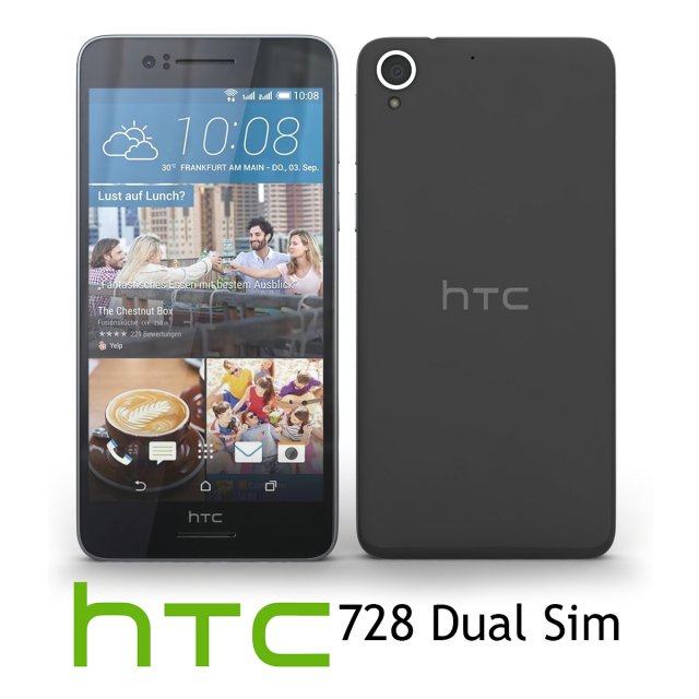 htc desire 728 dual sim white 3D Модель .c4d .max .obj .3ds .fbx .stl .blend 